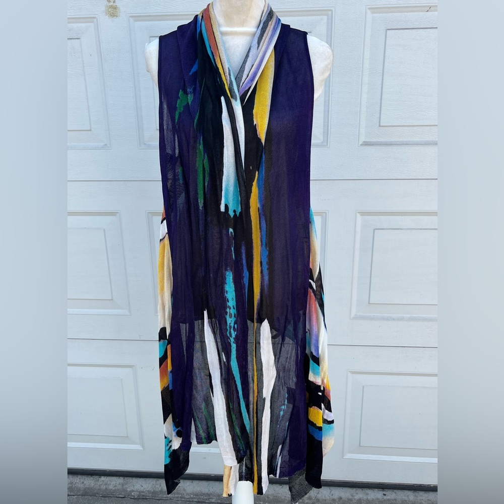 Women's Paris Hues 3-Way Hand Painted Vest Zebra  Lightweight S